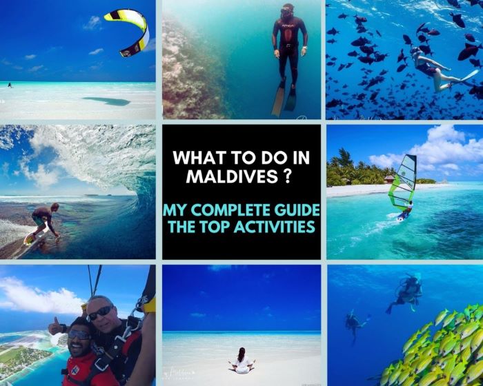 a picture showing a list of activities to do in the Maldives